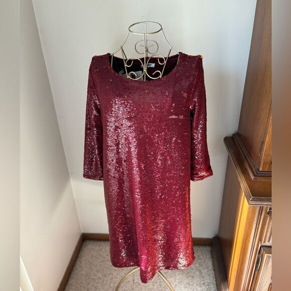 BB Dakota red sequin 3/4 sleeve dress size XS - Picture 1 of 14